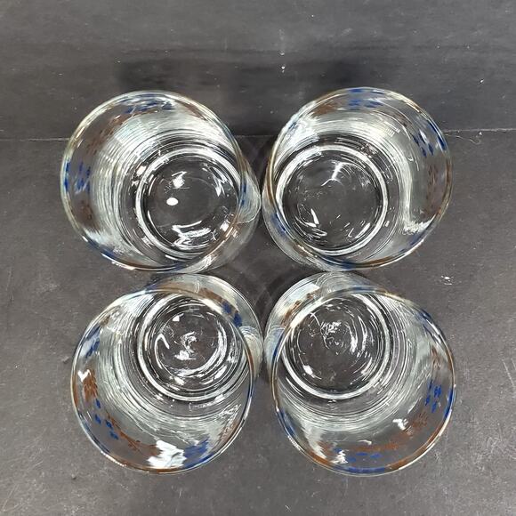 Vtg Termocrisa Lot of 4 Blue Forget Me Not Drinking Glasses Tumblers 4 3/4” - Picture 2 of 7